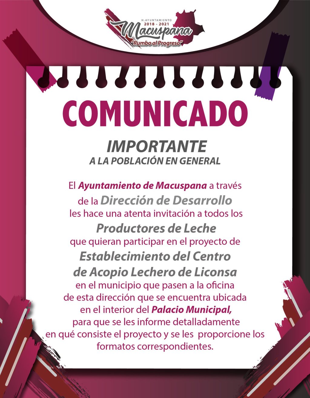 Comunicado a los Productores de&nbsp;Leche