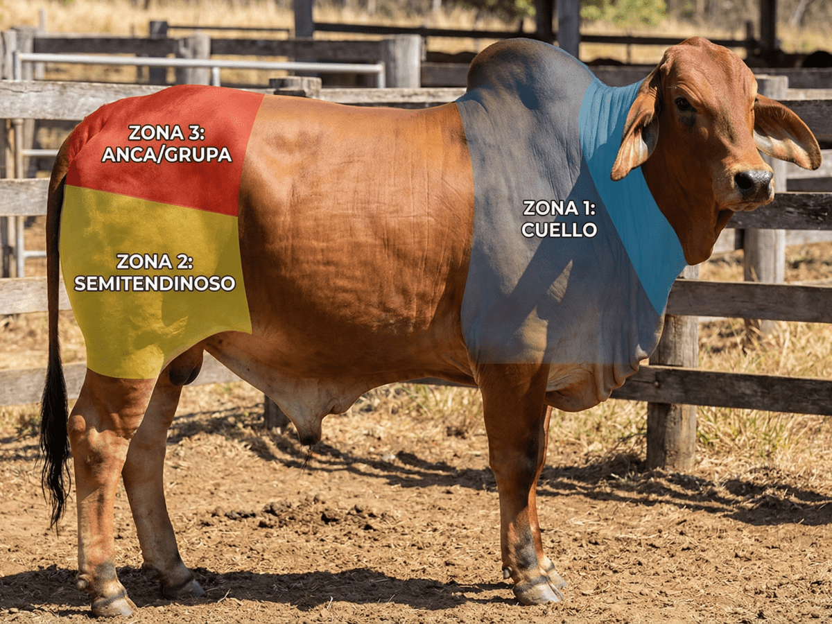 💉 DOMINA LA VÍA INTRAMUSCULAR EN BOVINOS 📍 CUELLO, SEMITENDINOSO Y ANCA: MAPA DE&nbsp;APLICACIÓN