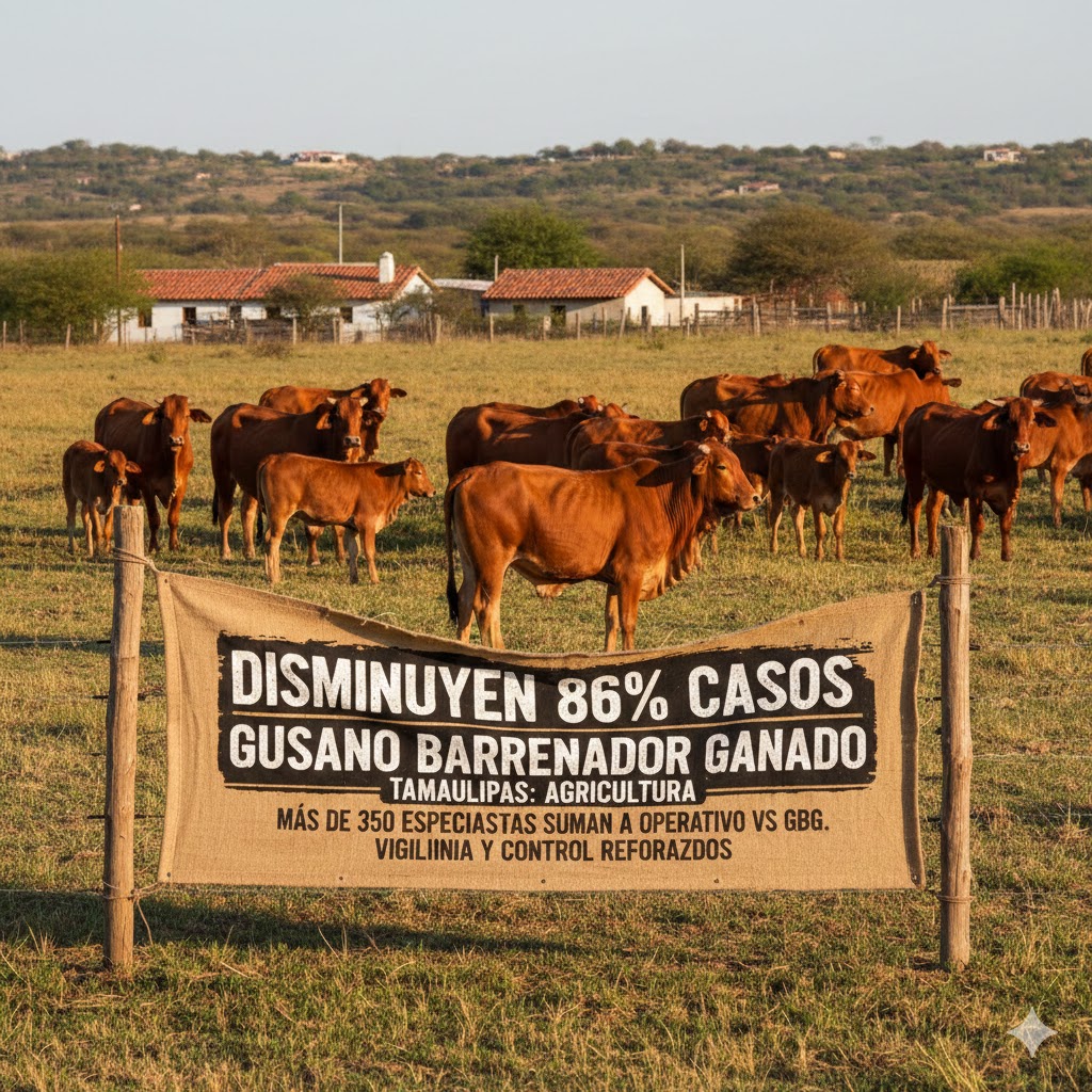 Disminuyen 86% de casos de gusano barrenador del ganado en Tamaulipas:&nbsp;Agricultura